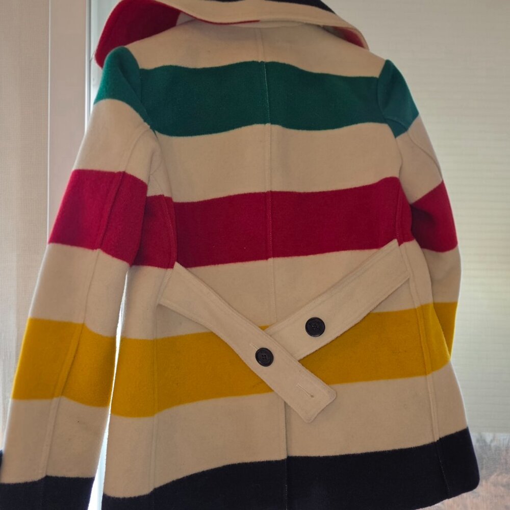 Hudson’s Bay Company x Pendleton Wool Blanket Stripe Peacoat Multicolor Jacket S - Picture 6 of 7